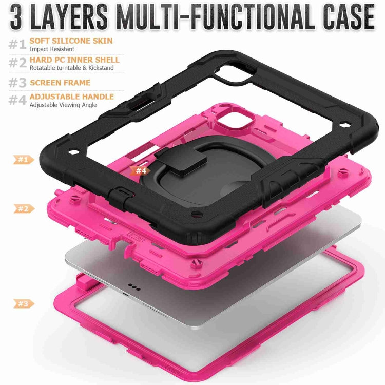 For iPad Pro 11 2024 Handle Silicone Hydric PC Tablet Case with Shoulder Strap(Rose Red PC) - iPad Pro 11 2024 Cases by PMC TechLife | Online Shopping South Africa | PMC TechLife | Buy Now Pay Later Mobicred