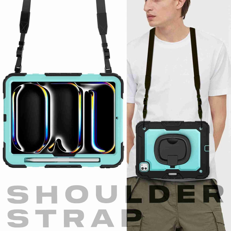 For iPad Pro 11 2024 Handle Silicone Hydric PC Tablet Case with Shoulder Strap(Light Blue PC) - iPad Pro 11 2024 Cases by PMC TechLife | Online Shopping South Africa | PMC TechLife | Buy Now Pay Later Mobicred