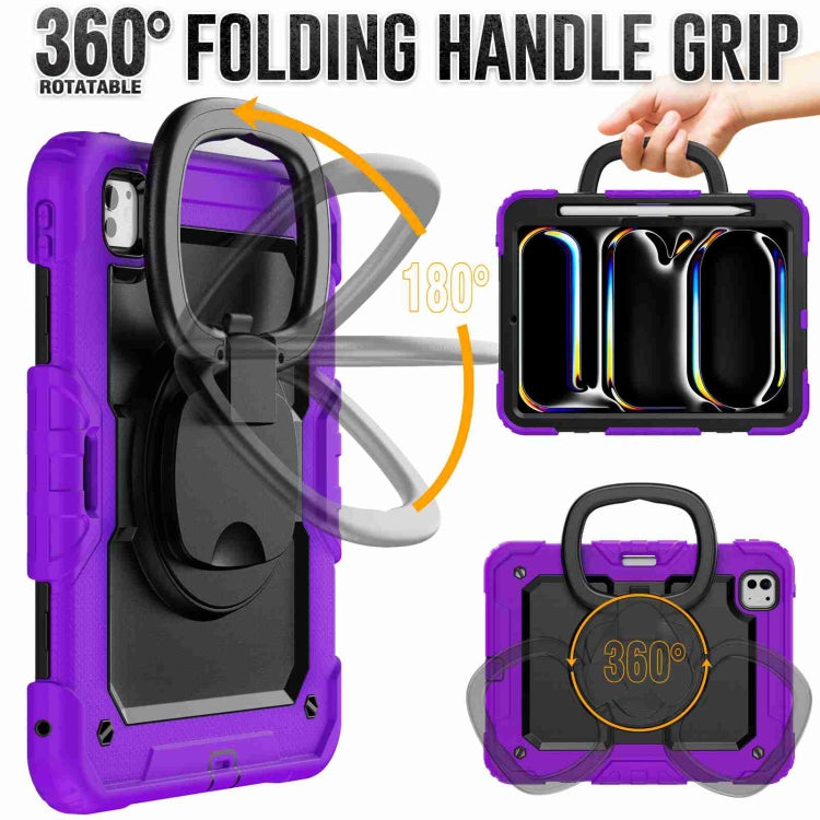 For iPad Pro 11 2024 Handle Silicone Hydric PC Tablet Case with Shoulder Strap(Purple) - iPad Pro 11 2024 Cases by PMC TechLife | Online Shopping South Africa | PMC TechLife | Buy Now Pay Later Mobicred