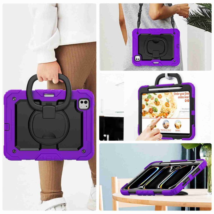 For iPad Pro 11 2024 Handle Silicone Hydric PC Tablet Case with Shoulder Strap(Purple) - iPad Pro 11 2024 Cases by PMC TechLife | Online Shopping South Africa | PMC TechLife | Buy Now Pay Later Mobicred