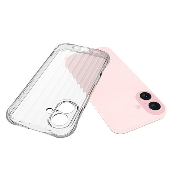 For iPhone 16 Plus Water Ripple Fine Hole TPU Phone Case(Transparent)
