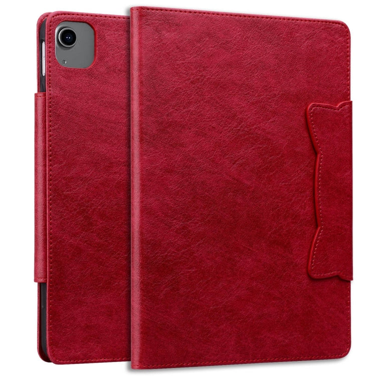 For iPad Air 11 2025 / 2024 / Air 5 / Air 4 Cat Buckle Leather Smart Tablet Case(Red)