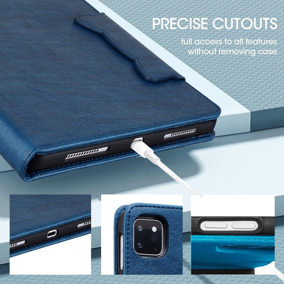 For iPad Air 11 2025 / 2024 / Air 5 / Air 4 Cat Buckle Leather Smart Tablet Case(Royal Blue)