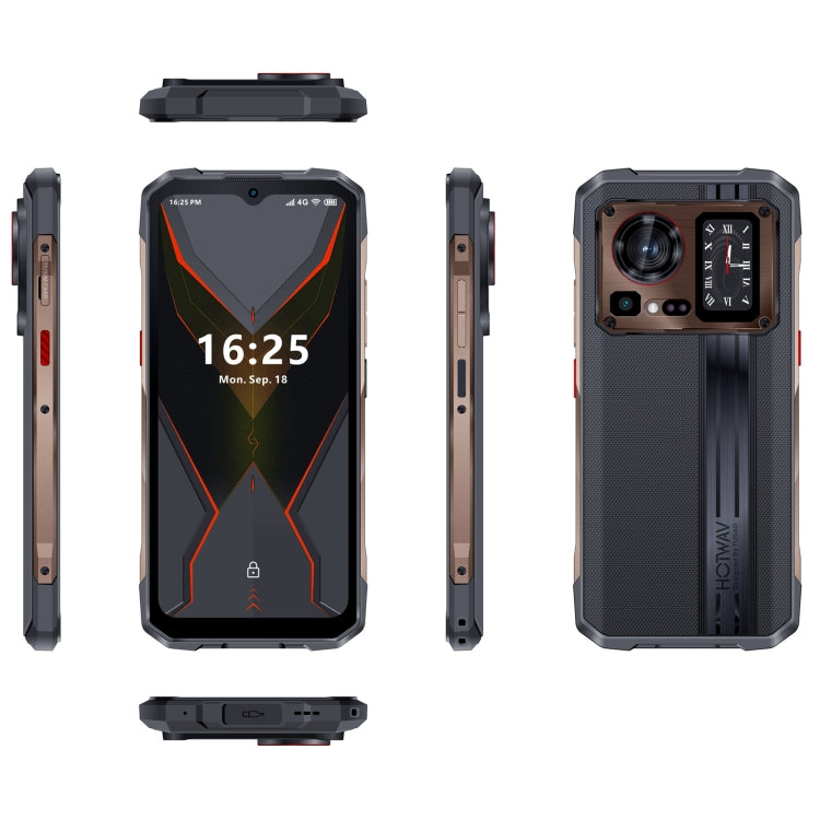 HOTWAV Cyber 15, 12GB+256GB, IP68/IP69K Rugged Phone, 6280mAh, 6.6 inch Android 13 MediaTek MT6789 Helio G99 Octa Core, Network: 4G, NFC, OTG(Brone Gold) - free shipping - PMC TechLife - Order now!