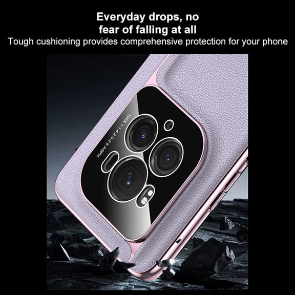 For Honor Magic6 Pro / Magic6 Ultimate SULADA Frameless Top Layer Cowhide Leather + PC Phone Case(Blue)