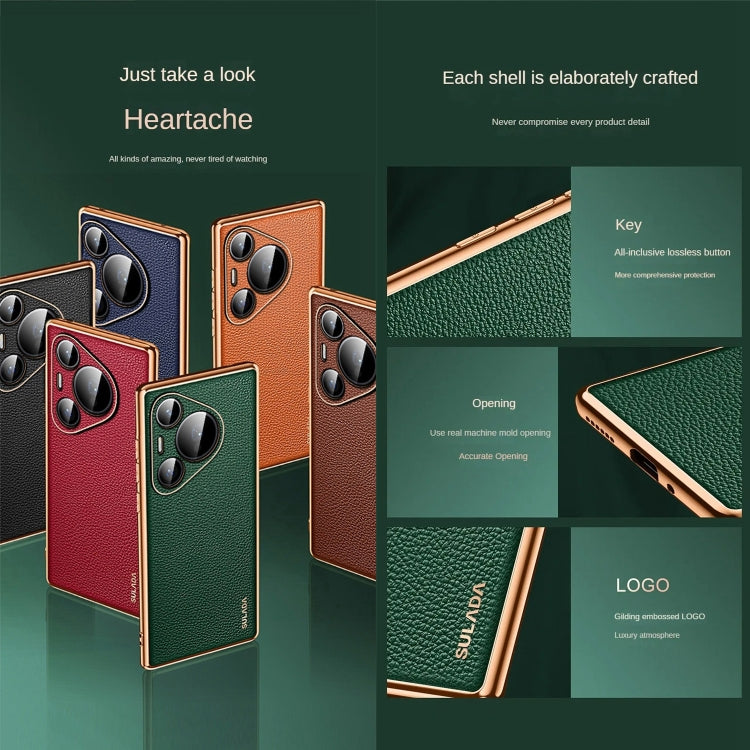 For Huawei Pura 70 Pro SULADA TPU + Litchi Texture Leather Phone Case(Red)