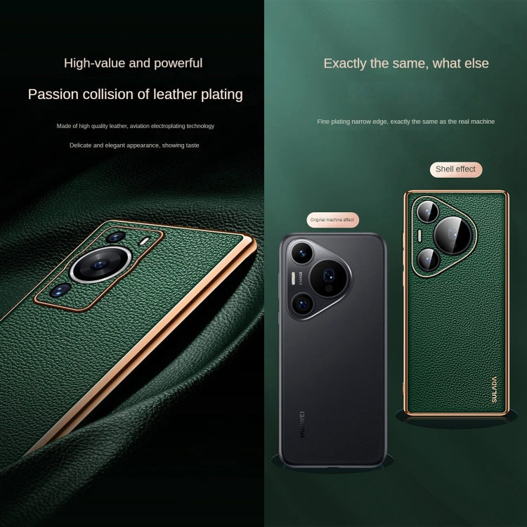 For Huawei Pura 70 Pro SULADA TPU + Litchi Texture Leather Phone Case(Black)