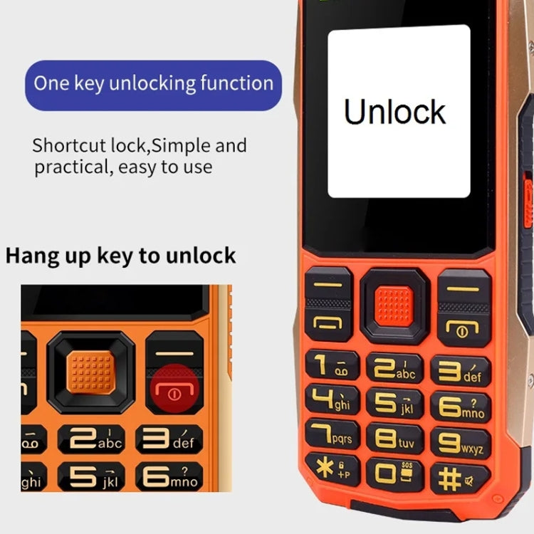 K1+ 4G Elder Rugged Phone, 2.6 inch, 1500mAh Battery, LED Flashlight, Network: 4G, Dual SIM, SOS, Plug:UK Plug(Orange)