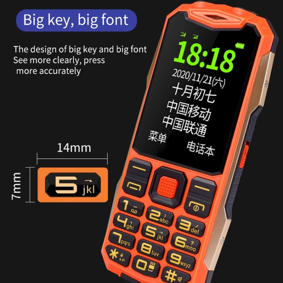 K1+ 4G Elder Rugged Phone, 2.6 inch, 1500mAh Battery, LED Flashlight, Network: 4G, Dual SIM, SOS, Plug:US Plug(Orange)