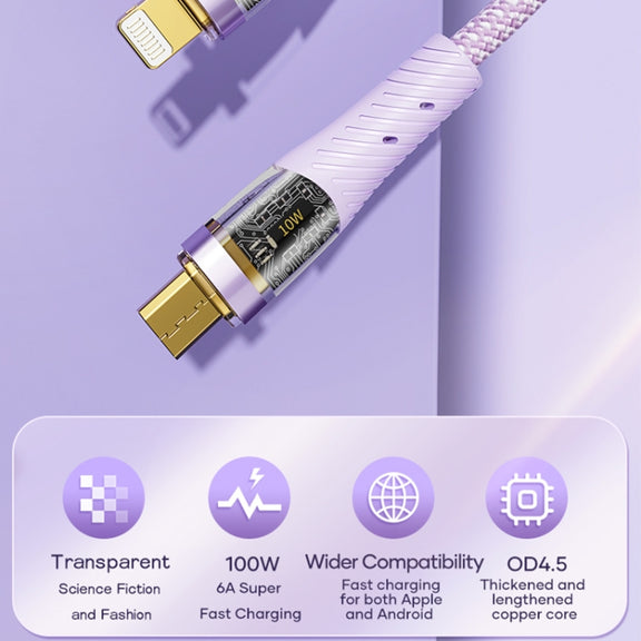 ROCK G20 1.5m 100W 3 in 1 USB-C / Type-C Fast Charging Data Cable(Purple)