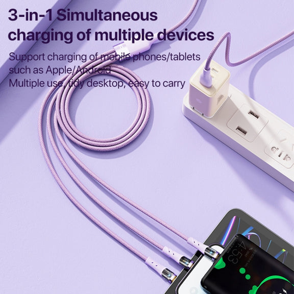ROCK G20 1.5m 100W 3 in 1 USB-C / Type-C Fast Charging Data Cable(Purple)