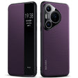 For Huawei Pura 70 SULADA Kevlar 600D Texture Smart Window Leather Phone Case(Purple) - free shipping - PMC Jewellery - Order now!