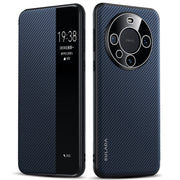 For Huawei Mate 60 SULADA Kevlar 600D Texture Smart Window Leather Phone Case(Blue)