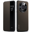 For Huawei Mate 60 SULADA Kevlar 600D Texture Smart Window Leather Phone Case(Brown) - Huawei Cases by SULADA | Online Shopping South Africa | PMC TechLife | Buy Now Pay Later Mobicred