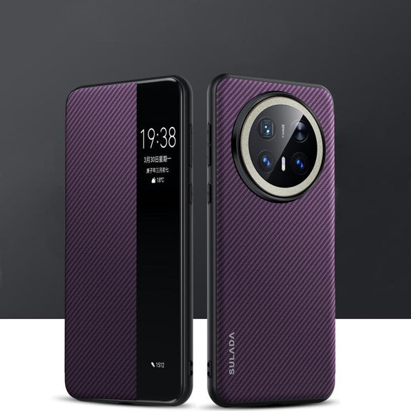 For Huawei Mate 70 Pro / Mate 70 Pro+ SULADA Kevlar 600D Texture Smart Window Leather Phone Case(Purple)