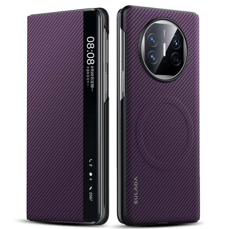 For Huawei Mate X5 SULADA Kevlar 600D Texture Smart Window Leather Phone Case(Purple) - free shipping - PMC TechLife - Order now!