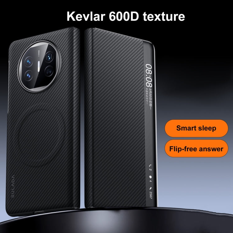 For Huawei Mate X5 SULADA Kevlar 600D Texture Smart Window Leather Phone Case(Brown)