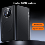 For Huawei Mate X5 SULADA Kevlar 600D Texture Smart Window Leather Phone Case(Purple)