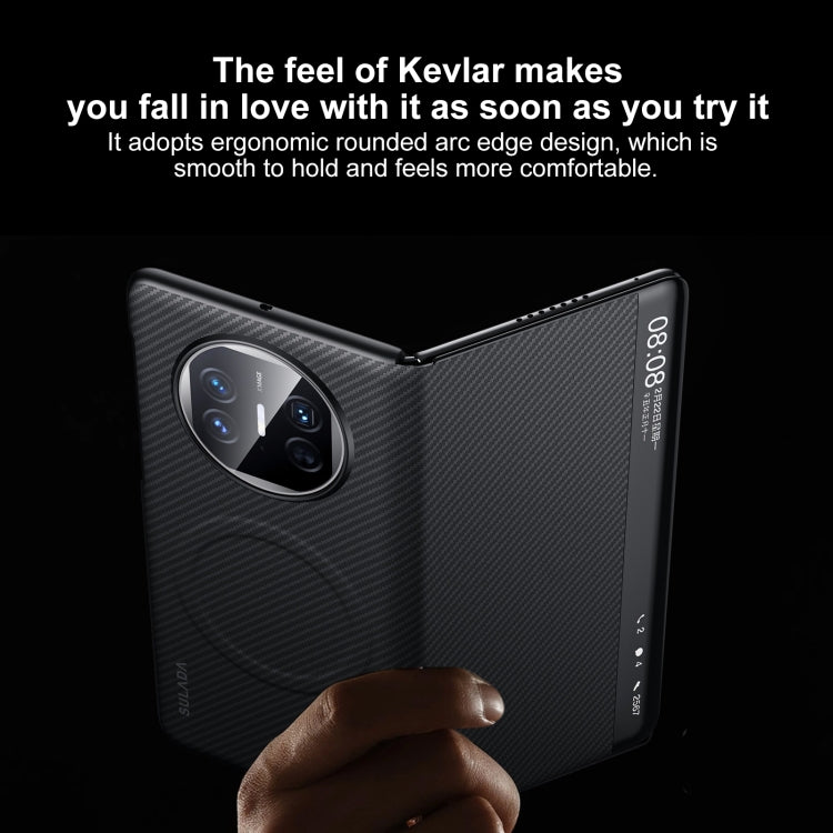 For Huawei Mate X6 SULADA Kevlar 600D Texture Smart Window Leather Phone Case(Brown) - Huawei Cases by SULADA | Online Shopping South Africa | PMC TechLife | Buy Now Pay Later Mobicred