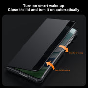 For Huawei Mate X5 SULADA Kevlar 600D Texture Smart Window Leather Phone Case(Brown)