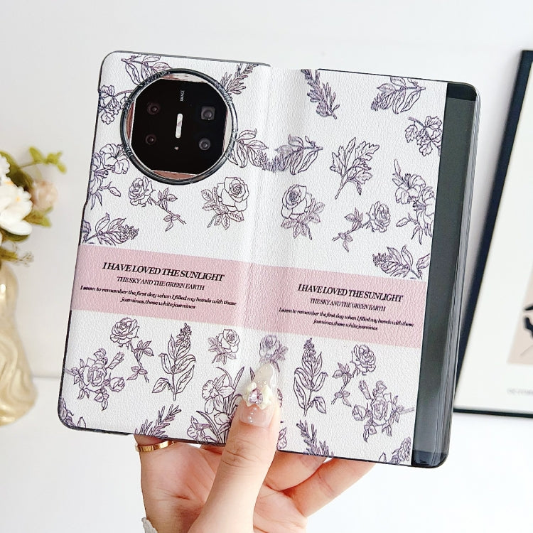 For Huawei Mate X5 / X2 Sketching Flowers Flip Leather Phone Case(Pink)