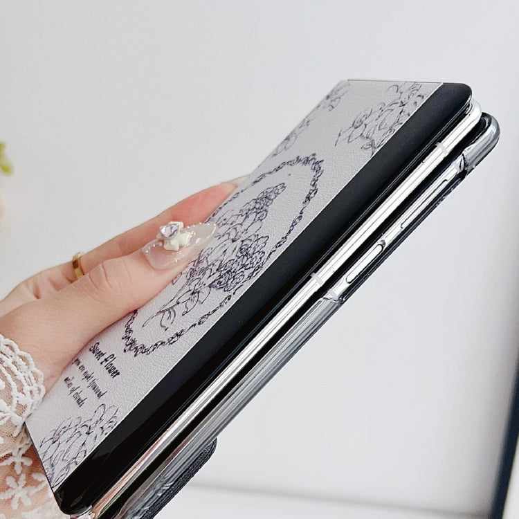 For Huawei Mate X5 / X2 Sketching Flowers Flip Leather Phone Case(Pink) - Huawei Cases by PMC TechLife | Online Shopping South Africa | PMC TechLife | Buy Now Pay Later Mobicred