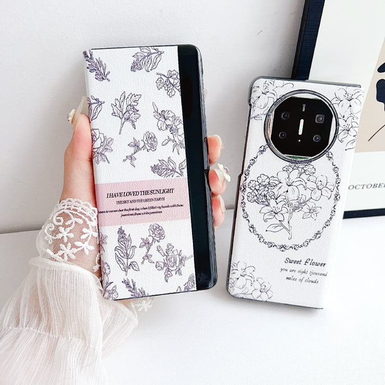 For Huawei Mate X5 / X2 Sketching Flowers Flip Leather Phone Case(Pink)
