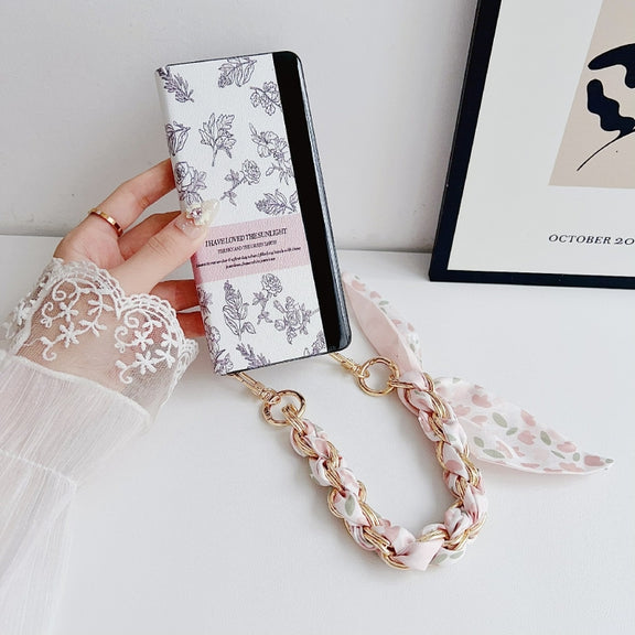 For Huawei Mate X5 / X2 Sketching Flowers Flip Leather Phone Case with Bracelet(Pink)