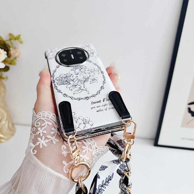For Huawei Mate X5 / X2 Sketching Flowers Flip Leather Phone Case with Bracelet(Pink)