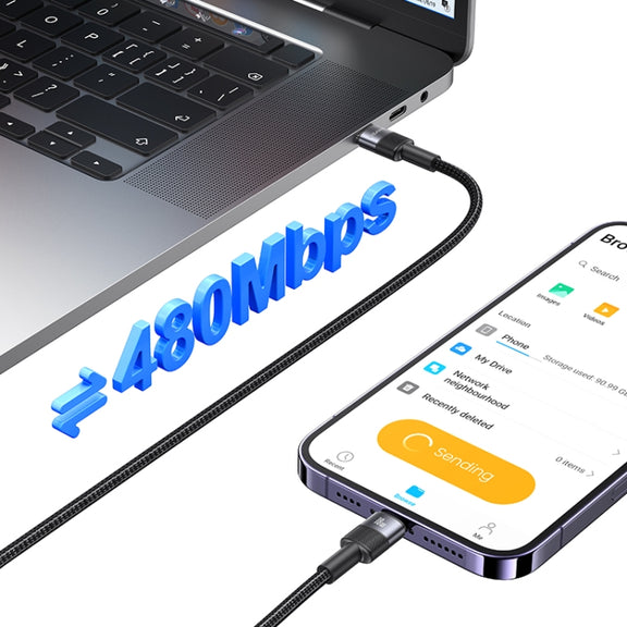 USAMS SJ729 30W USB-C/Type-C to 8 Pin Aluminum Alloy Data Cable, Length: 1.2m(Tarnish)