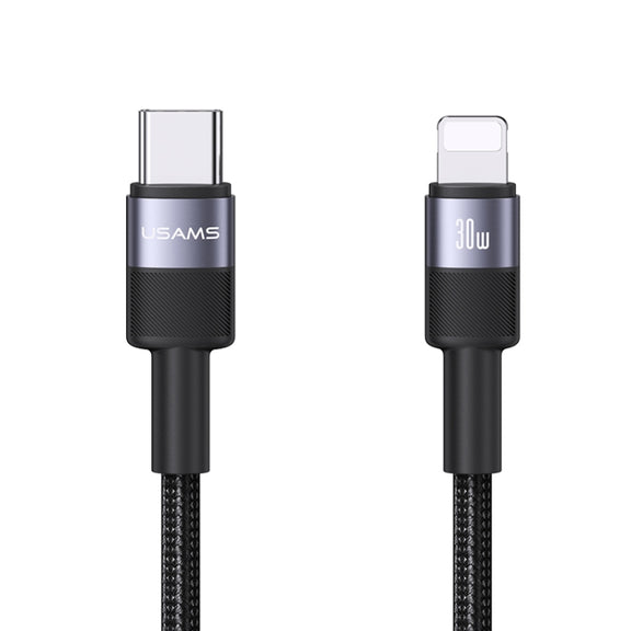 USAMS SJ729 30W USB-C/Type-C to 8 Pin Aluminum Alloy Data Cable, Length: 1.2m(Tarnish)