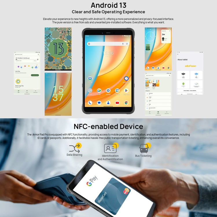 Ulefone Armor Pad Pro Rugged Tablet PC, 8GB+128GB, 8 inch Android 13 MediaTek MT8788 Octa Core 4G Network, EU Plug(Black) - free shipping - PMC TechLife - Order now!
