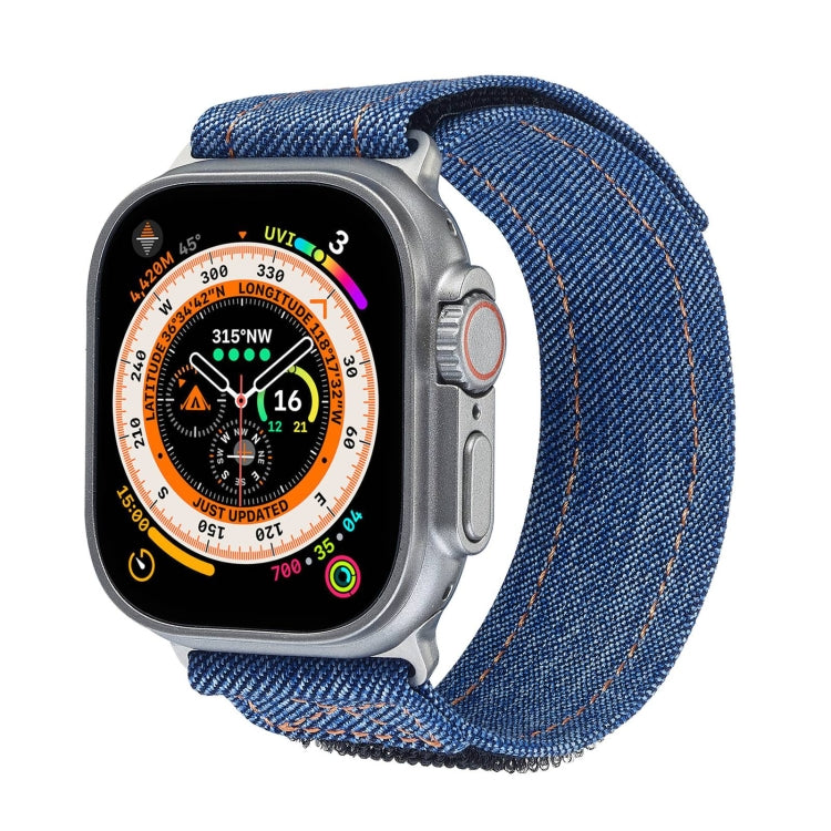 For Apple Watch Ultra 2 49mm Cowboy Nylon Hook and Loop Fastener Watch Band(Dark Blue) - free shipping - PMC Jewellery - Order now!