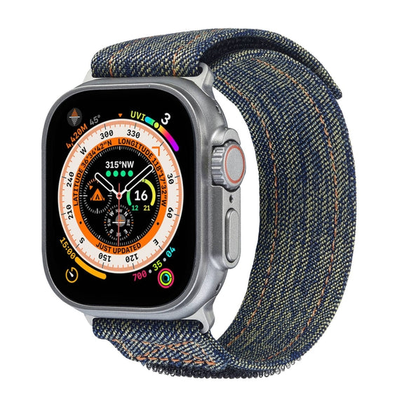 For Apple Watch Ultra 49mm Cowboy Nylon Hook and Loop Fastener Watch Band(Yellow)