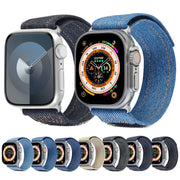 For Apple Watch Ultra 2 49mm Cowboy Nylon Hook and Loop Fastener Watch Band(Dark Blue)