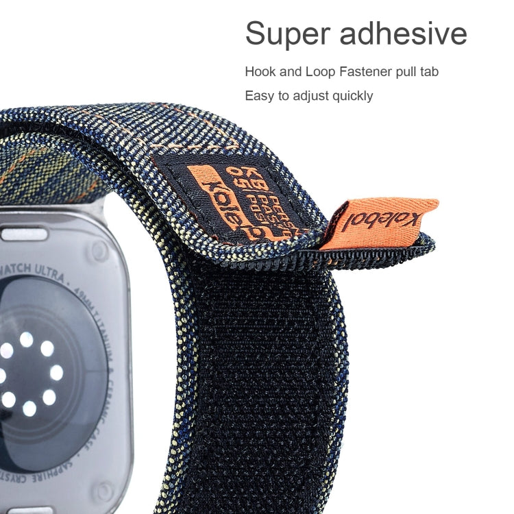 For Apple Watch SE 2023 44mm Cowboy Nylon Hook and Loop Fastener Watch Band(Black)
