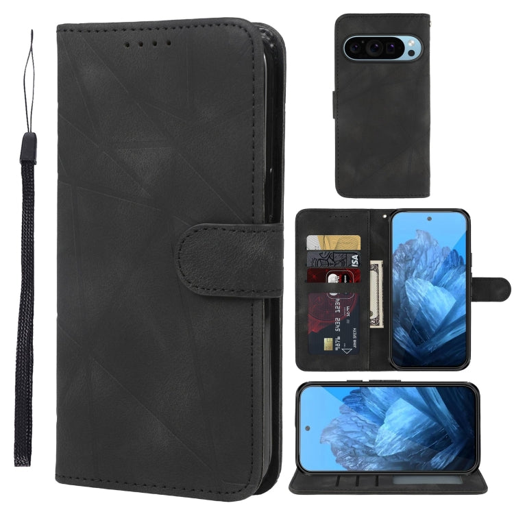 For Google Pixel 9 / 9 Pro Skin Feel Geometric Lines Leather Phone Case(Black) - Google Cases by PMC TechLife | Online Shopping South Africa | PMC TechLife | Buy Now Pay Later Mobicred
