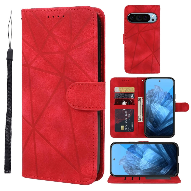 For Google Pixel 9 / 9 Pro Skin Feel Geometric Lines Leather Phone Case(Red) - Google Cases by PMC TechLife | Online Shopping South Africa | PMC TechLife | Buy Now Pay Later Mobicred