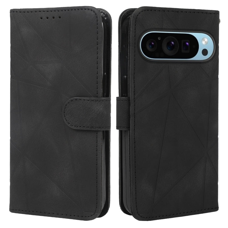 For Google Pixel 9 Pro XL Skin Feel Geometric Lines Leather Phone Case(Black) - Google Cases by PMC TechLife | Online Shopping South Africa | PMC TechLife | Buy Now Pay Later Mobicred