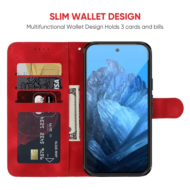 For Google Pixel 9 Pro XL Skin Feel Geometric Lines Leather Phone Case(Red)