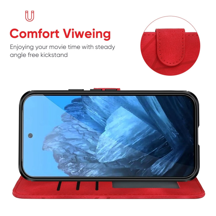 For Google Pixel 9 Pro XL Skin Feel Geometric Lines Leather Phone Case(Red)
