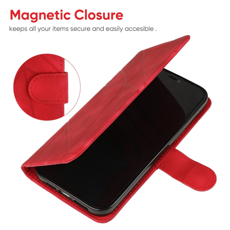 For Google Pixel 9 Pro XL Skin Feel Geometric Lines Leather Phone Case(Red)