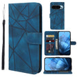 For Google Pixel 9 Pro XL Skin Feel Geometric Lines Leather Phone Case(Blue) - Google Cases by PMC TechLife | Online Shopping South Africa | PMC TechLife | Buy Now Pay Later Mobicred