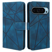 For Google Pixel 9 Pro XL Skin Feel Geometric Lines Leather Phone Case(Blue)