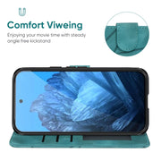 For Google Pixel 9 Pro XL Skin Feel Geometric Lines Leather Phone Case(Green)