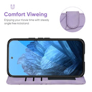 For Google Pixel 9 Pro XL Skin Feel Geometric Lines Leather Phone Case(Purple)
