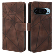 For Google Pixel 9 Pro XL Skin Feel Geometric Lines Leather Phone Case(Brown)