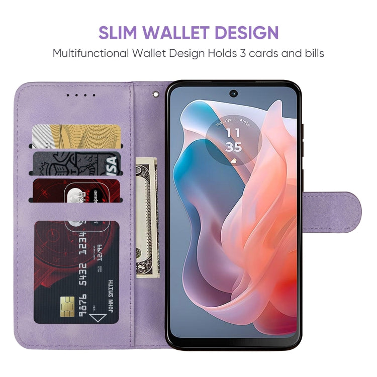 For Motorola Moto G Play 4G 2024 Skin Feel Geometric Lines Leather Phone Case(Purple) - Motorola Cases by PMC Jewellery | Online Shopping South Africa | PMC Jewellery | Buy Now Pay Later Mobicred