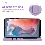 For Motorola Moto G Play 4G 2024 Skin Feel Geometric Lines Leather Phone Case(Purple)