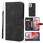 For Motorola Moto G Power 5G 2024 Skin Feel Geometric Lines Leather Phone Case(Black)